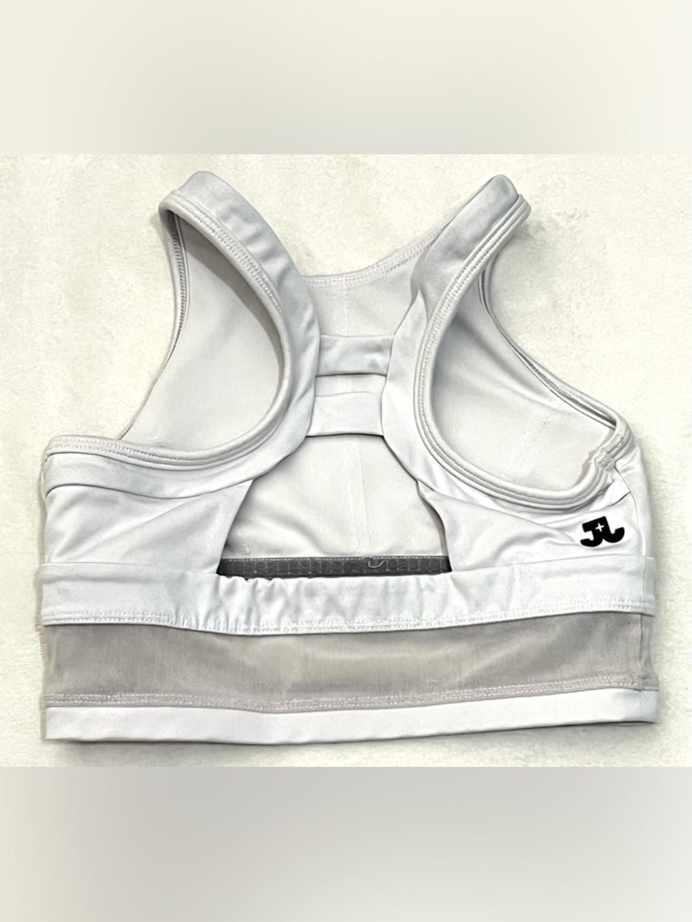 Jo+Jax Youth White High-Neck Premium Dance + Activewear Performance Sports Bra - Picture 8 of 16